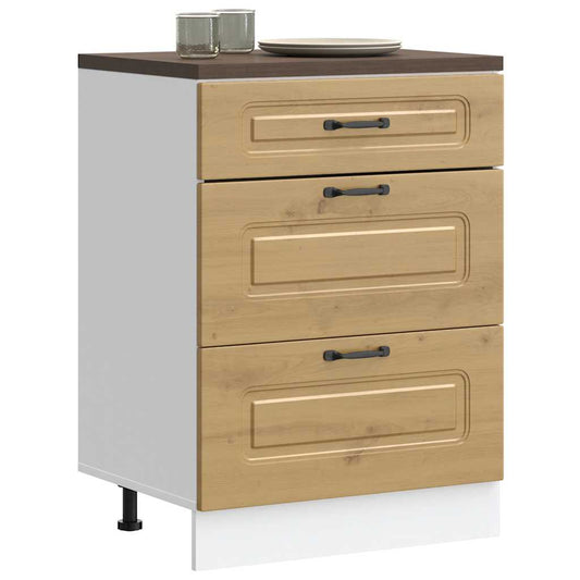 Armário de cozinha baixo Kalmar carvalho artesanal