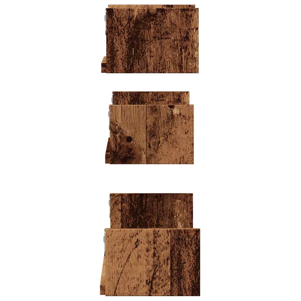 Prateleiras de parede 3 pcs derivados de madeira madeira velha