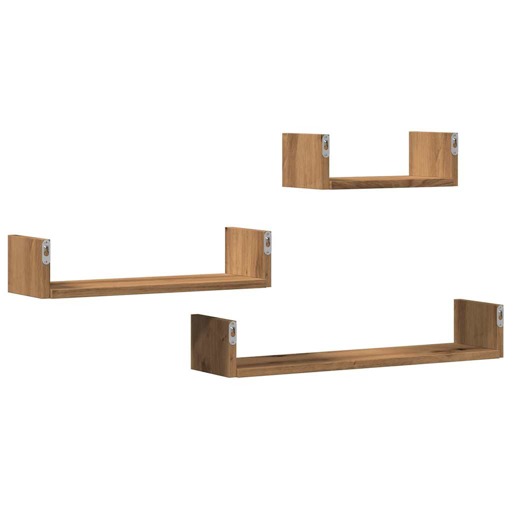 Prateleiras parede 4 pcs derivados madeira carvalho artisiano