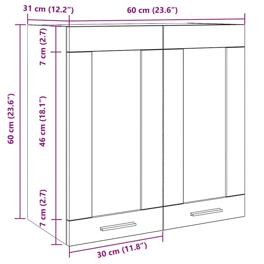 Armário de parede para cozinha com porta de vidro “Lyon”