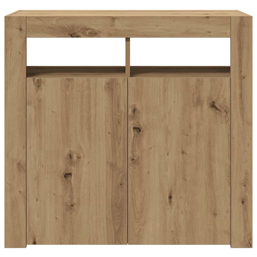 Aparador com LED 80x35x75 cm deriv. madeira carvalho artisiano