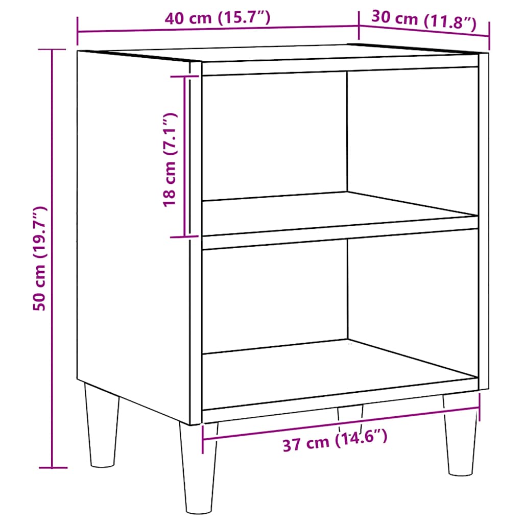 Mesas de cabeceira 2 pcs carvalho artesanal 40x30x50 cm