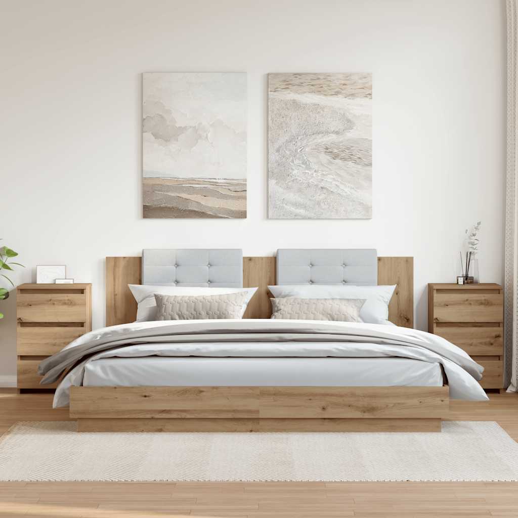 Mesas de cabeceira 2pcs derivados de madeira carvalho artisiano