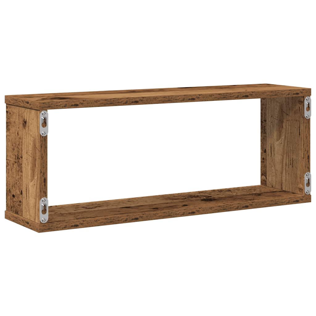 Prateleiras parede em cubo 4pcs deriv. de madeira madeira velha
