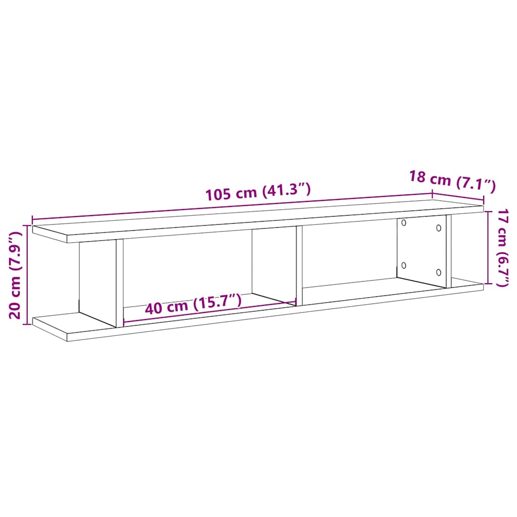Estantes de parede 2 pcs derivados madeira carvalho artisiano