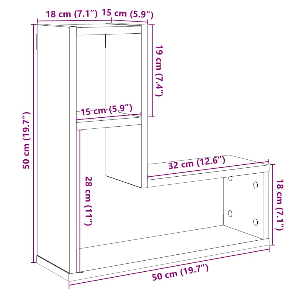Prateleiras cubo 2 pcs derivados de madeira carvalho artisiano
