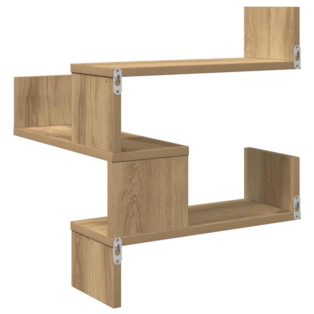 Prateleiras parede canto 2pcs deriv. madeira carvalho artisiano