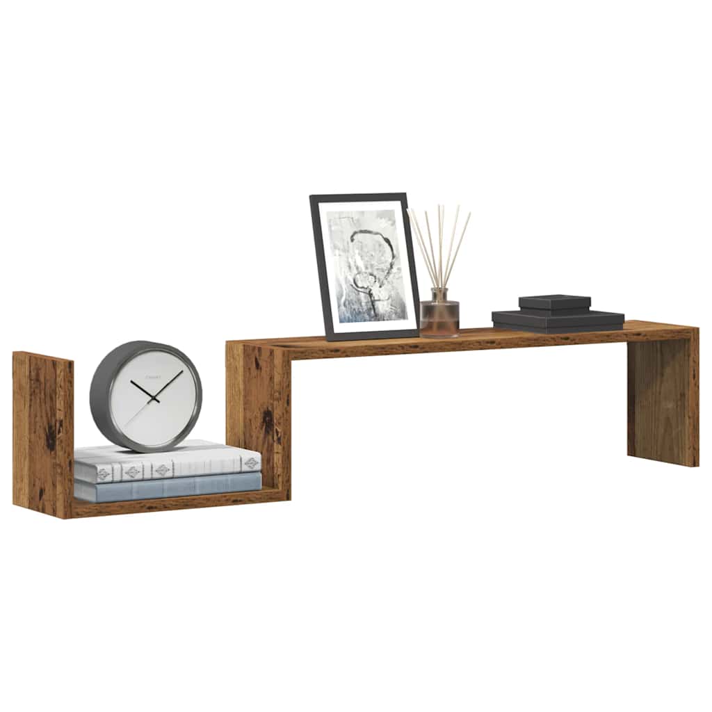 Estantes parede 2 pcs 100x15x20 cm deriv. madeira madeira velha