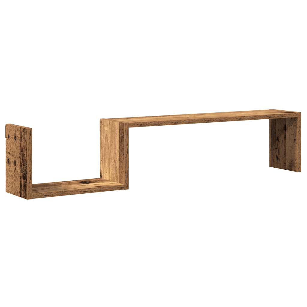 Estantes parede 2 pcs 100x15x20 cm deriv. madeira madeira velha