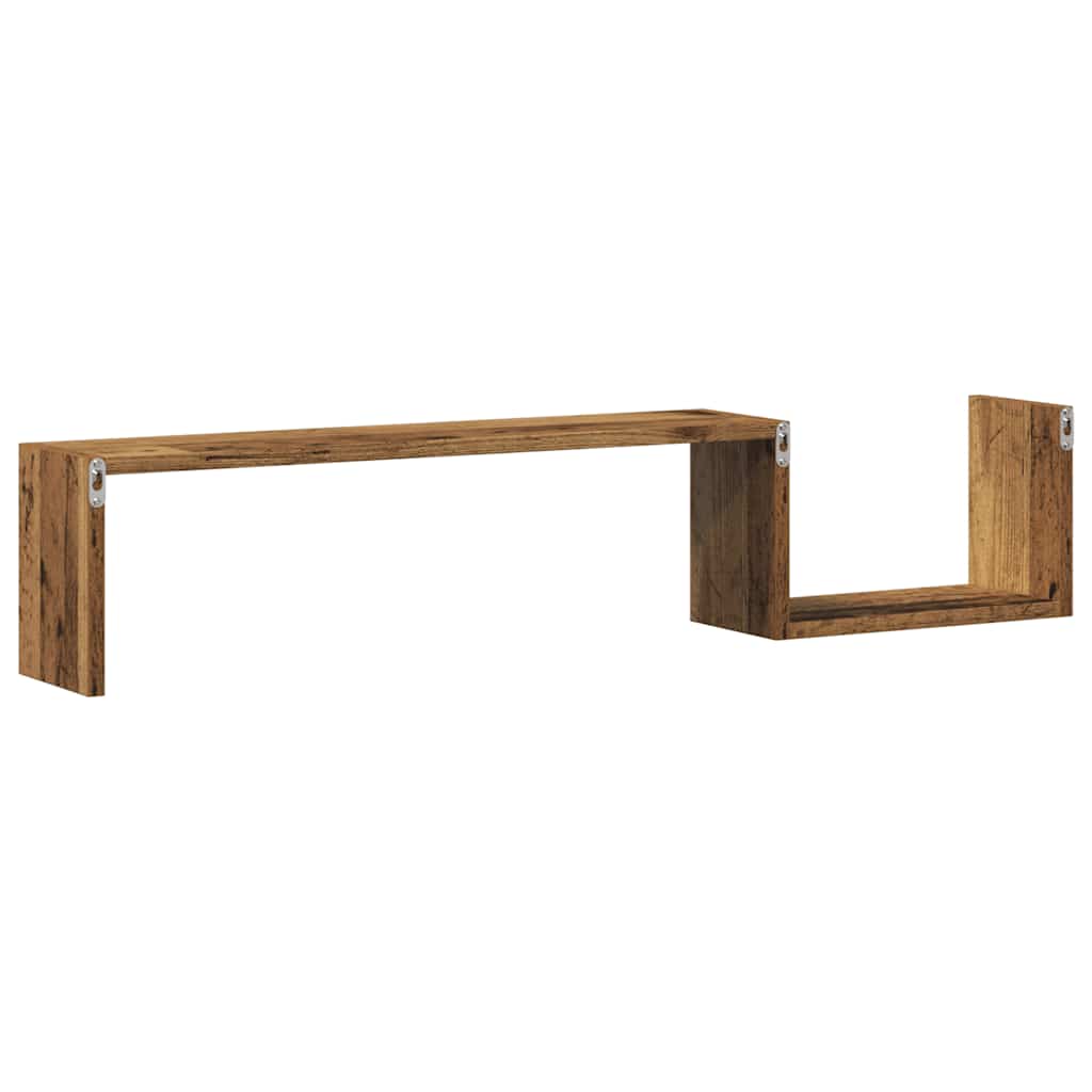 Estantes parede 2 pcs 100x15x20 cm deriv. madeira madeira velha