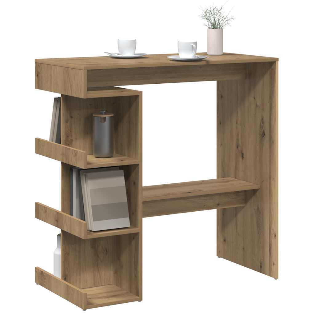 Mesa de bar com prateleiras 100x48x101,5 cm carvalho artisiano
