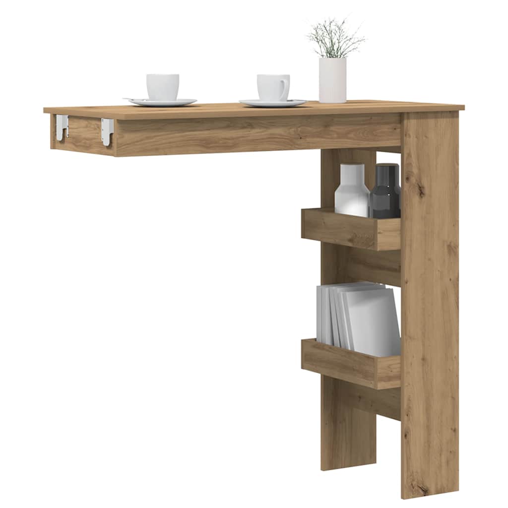 Mesa alta de parede carvalho artesanal 102x45x103,5 cm