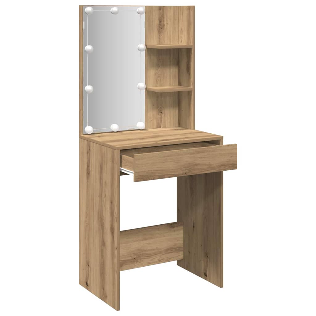 Toucador com luzes LED 60x40x140 cm cor carvalho artisiano