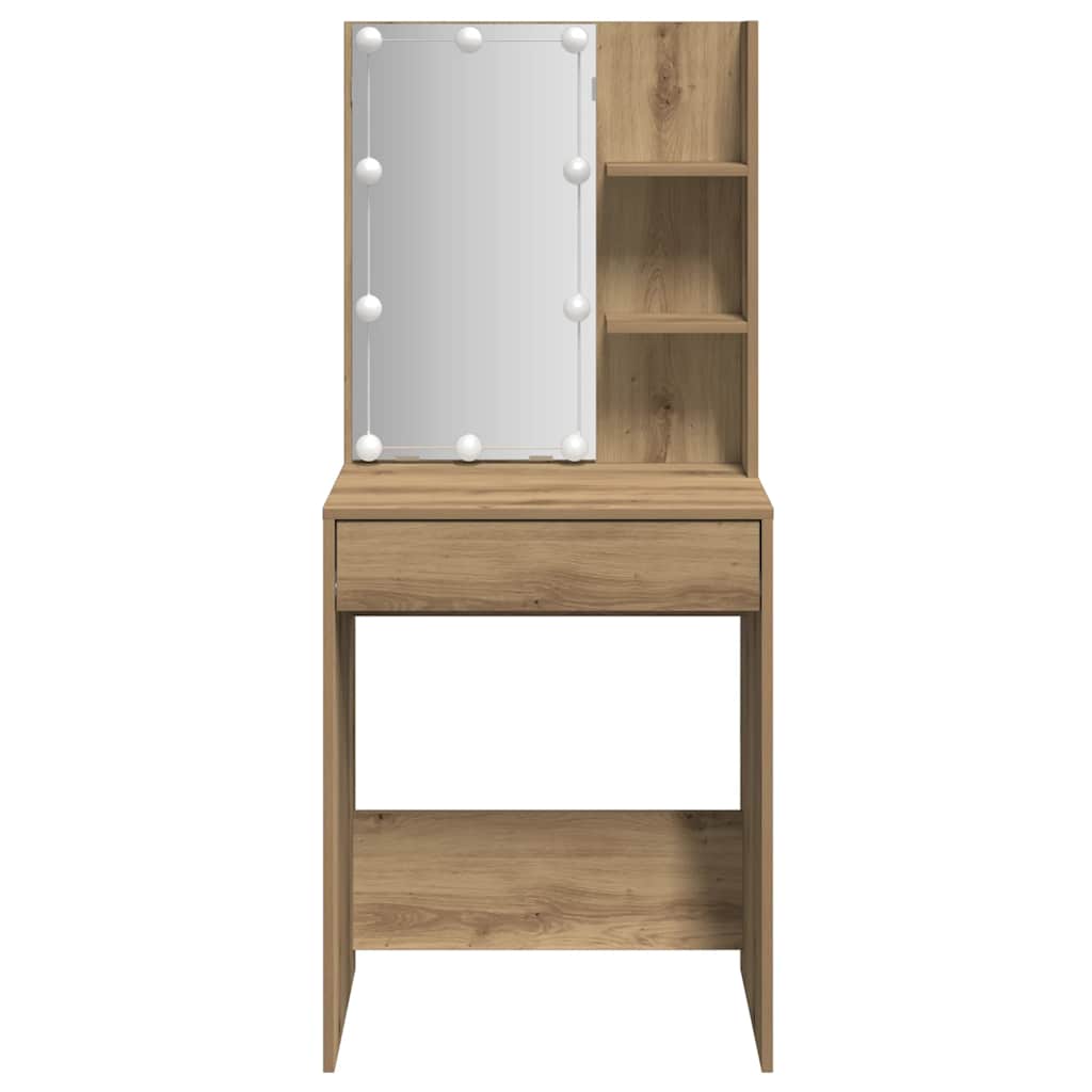 Toucador com luzes LED 60x40x140 cm cor carvalho artisiano