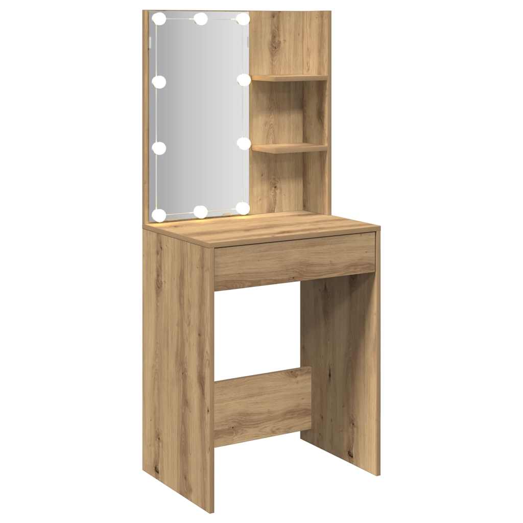 Toucador com luzes LED 60x40x140 cm cor carvalho artisiano