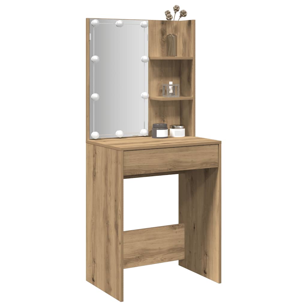 Toucador com luzes LED 60x40x140 cm cor carvalho artisiano