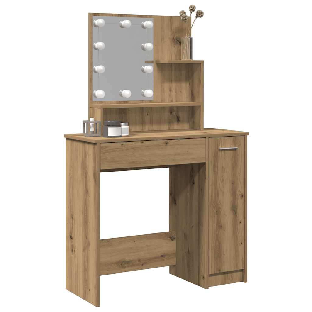 Toucador com luzes LED 86,5x35x136 cm cor carvalho artisiano