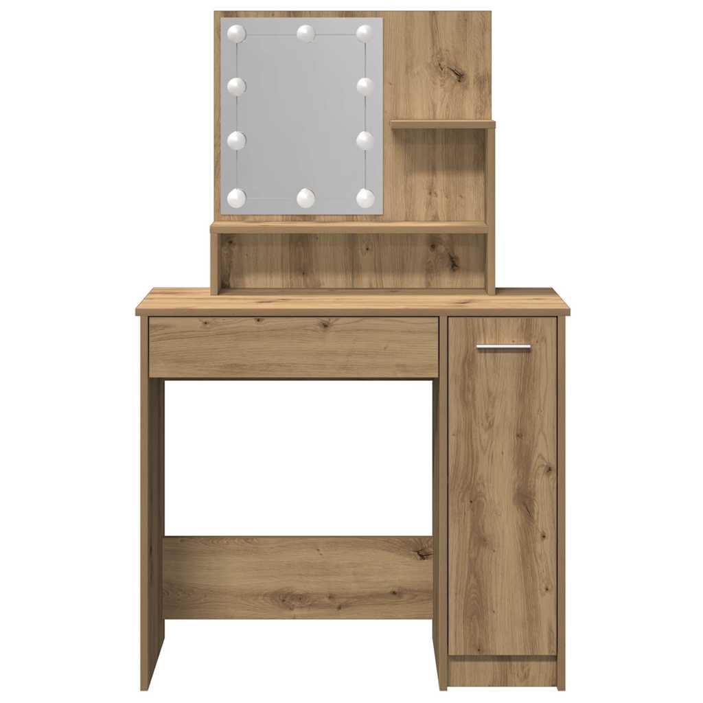 Toucador com luzes LED 86,5x35x136 cm cor carvalho artisiano