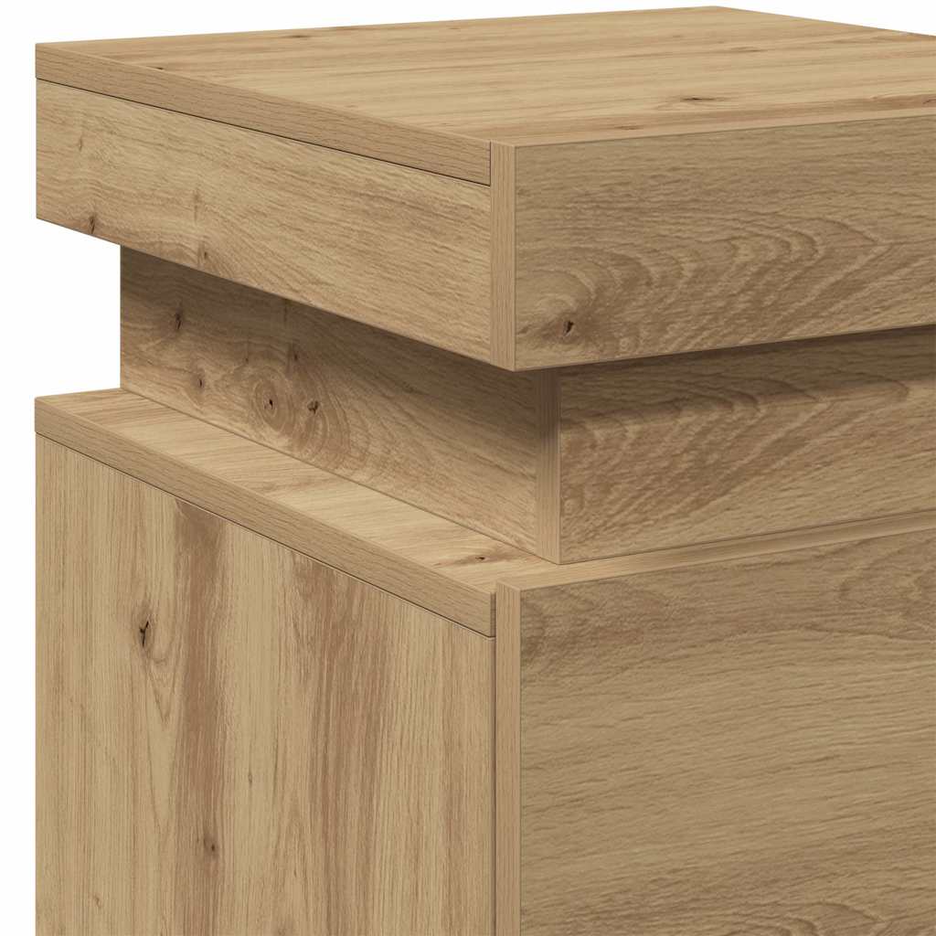 Mesa de cabeceira c/ LED derivados madeira carvalho artisiano