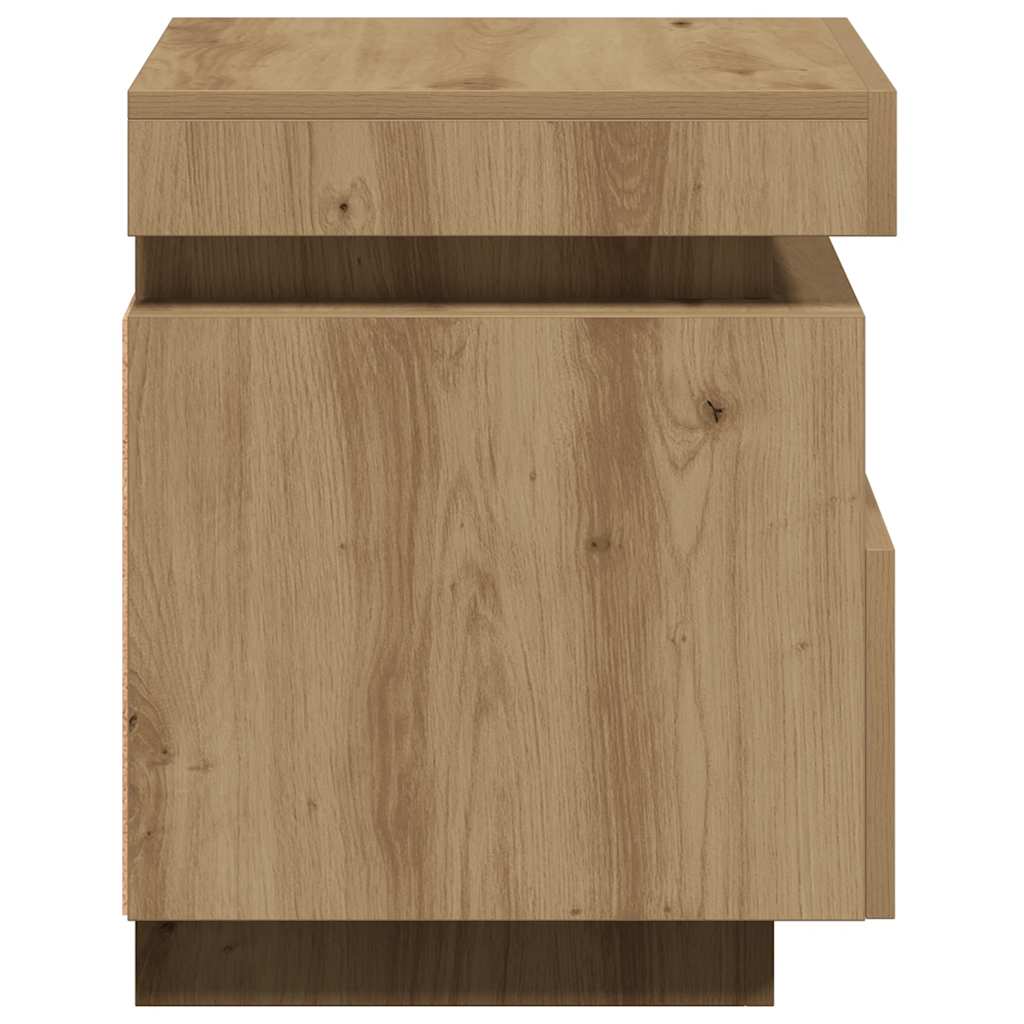 Mesas cabeceira c/luzes LED 2pc 40x39x48,5cm carvalho artisiano