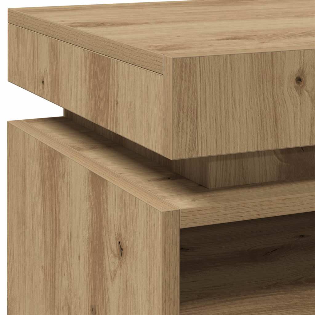 Mesas cabeceira c/luzes LED 2pc 40x39x48,5cm carvalho artisiano