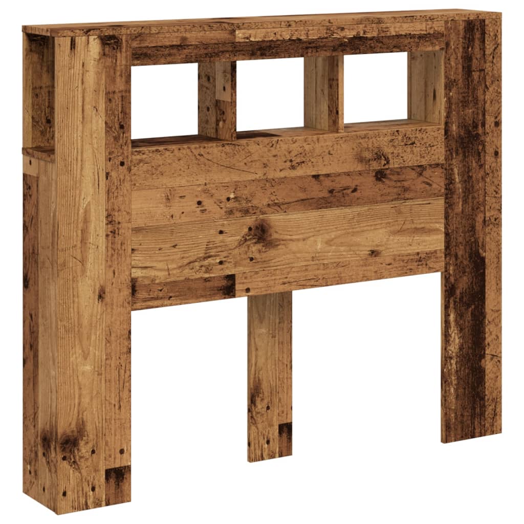 Cabeceira c/ LEDs 120x18,5x103,5cm deriv. madeira madeira velha