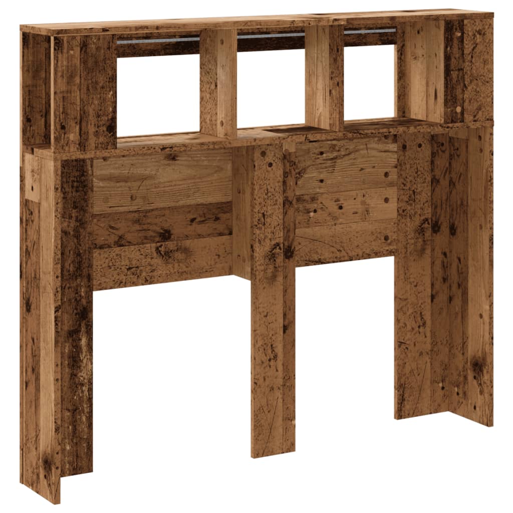 Cabeceira c/ LEDs 120x18,5x103,5cm deriv. madeira madeira velha