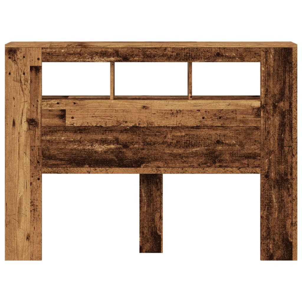 Cabeceira c/ LEDs 140x18,5x103,5cm deriv. madeira madeira velha