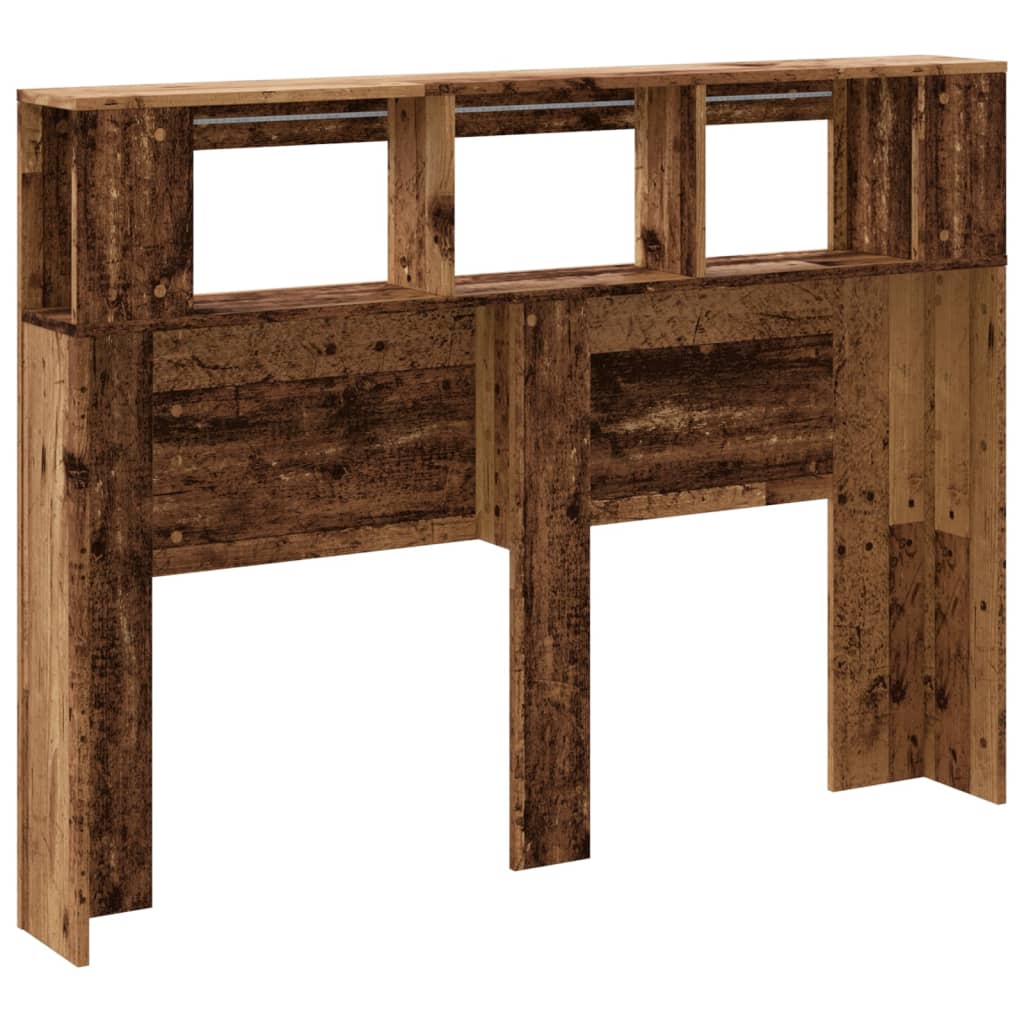 Cabeceira c/ LEDs 140x18,5x103,5cm deriv. madeira madeira velha