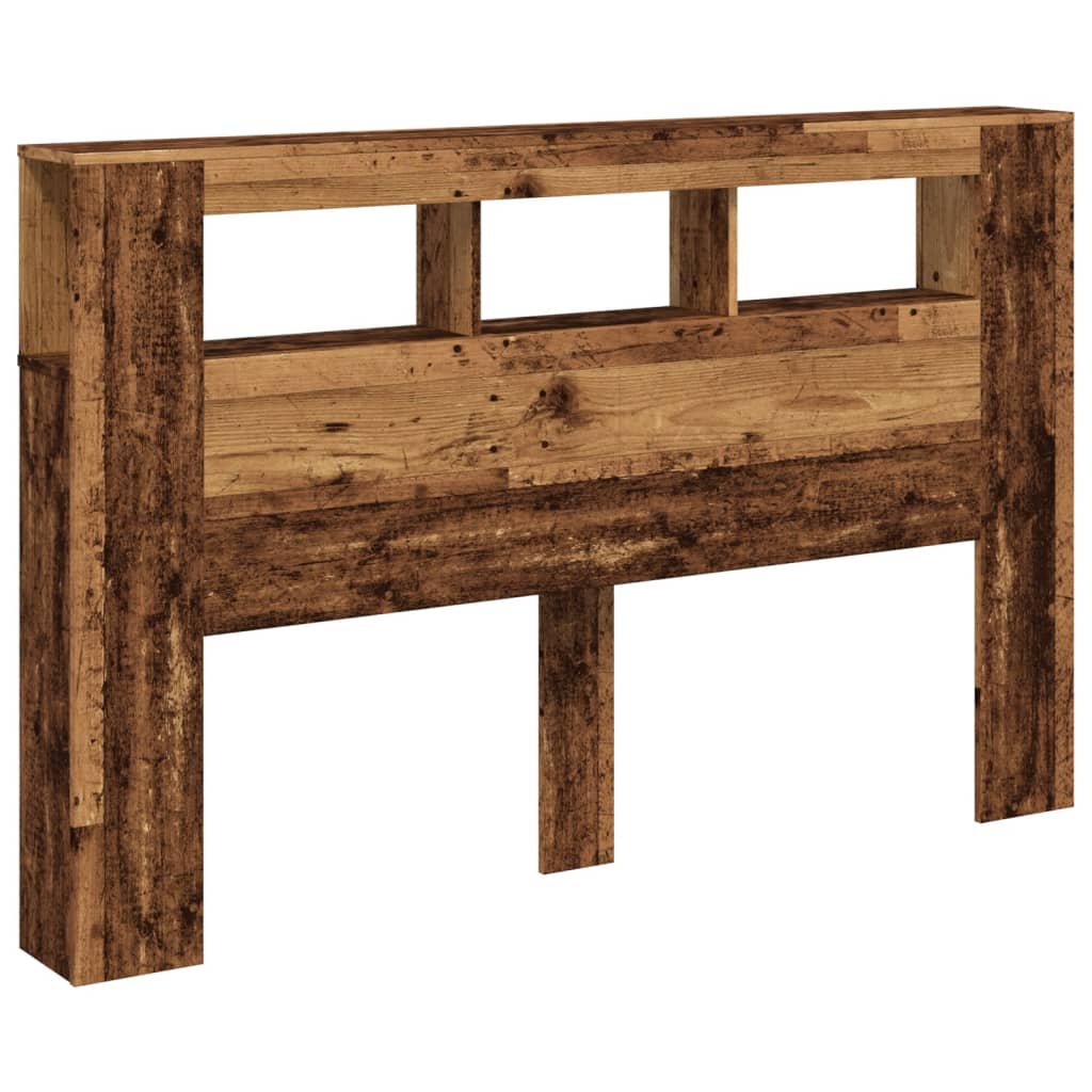 Cabeceira c/ LEDs 160x18,5x103,5cm deriv. madeira madeira velha