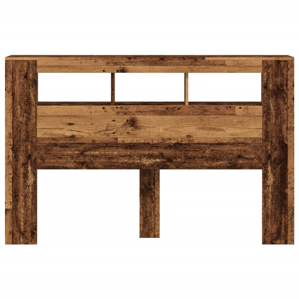 Cabeceira c/ LEDs 160x18,5x103,5cm deriv. madeira madeira velha