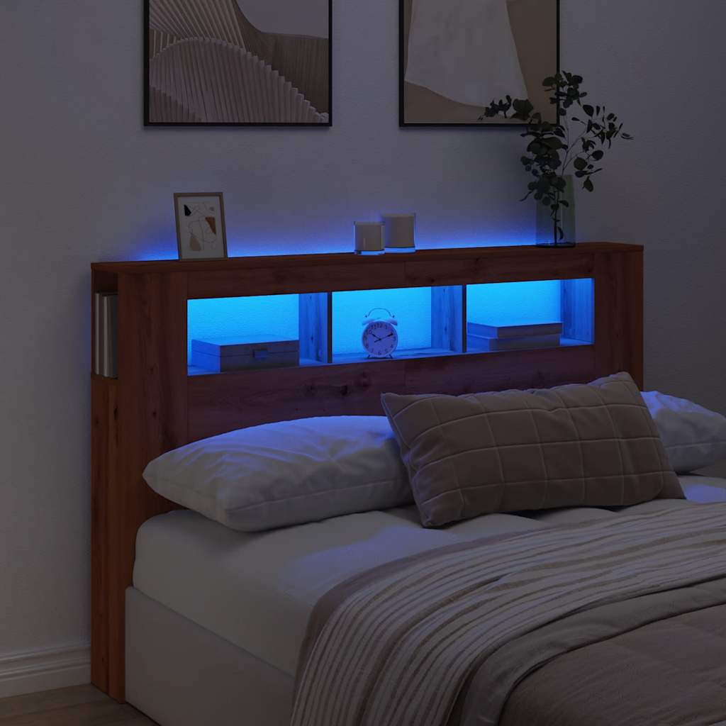 Cabeceira com luzes LED derivados de madeira carvalho artisiano