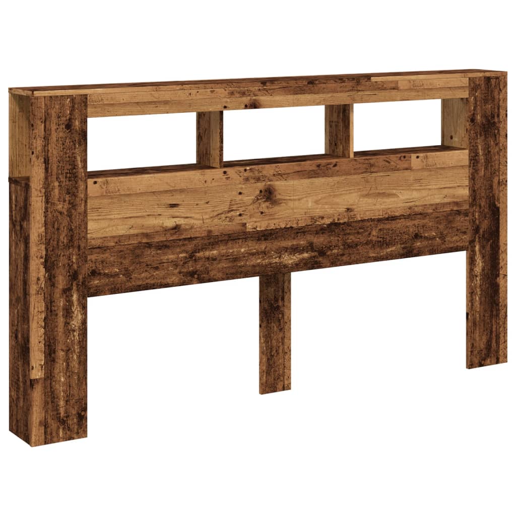Cabeceira c/ LEDs 180x18,5x103,5cm deriv. madeira madeira velha
