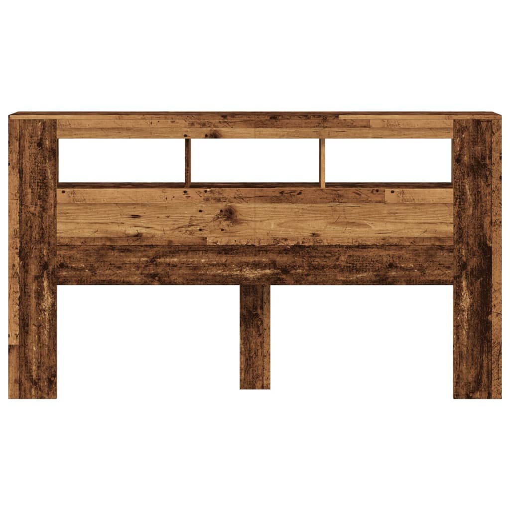 Cabeceira c/ LEDs 180x18,5x103,5cm deriv. madeira madeira velha