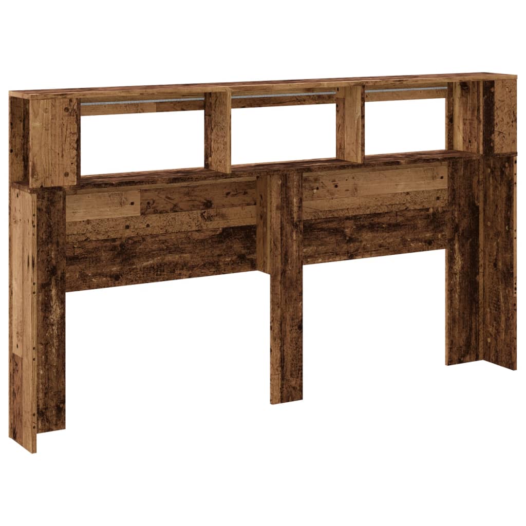 Cabeceira c/ LEDs 180x18,5x103,5cm deriv. madeira madeira velha