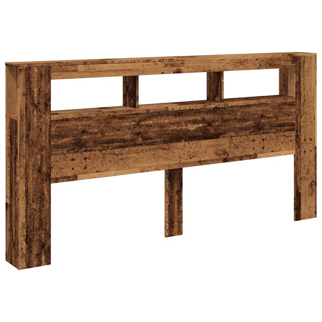 Cabeceira c/ LEDs 200x18,5x103,5cm deriv. madeira madeira velha