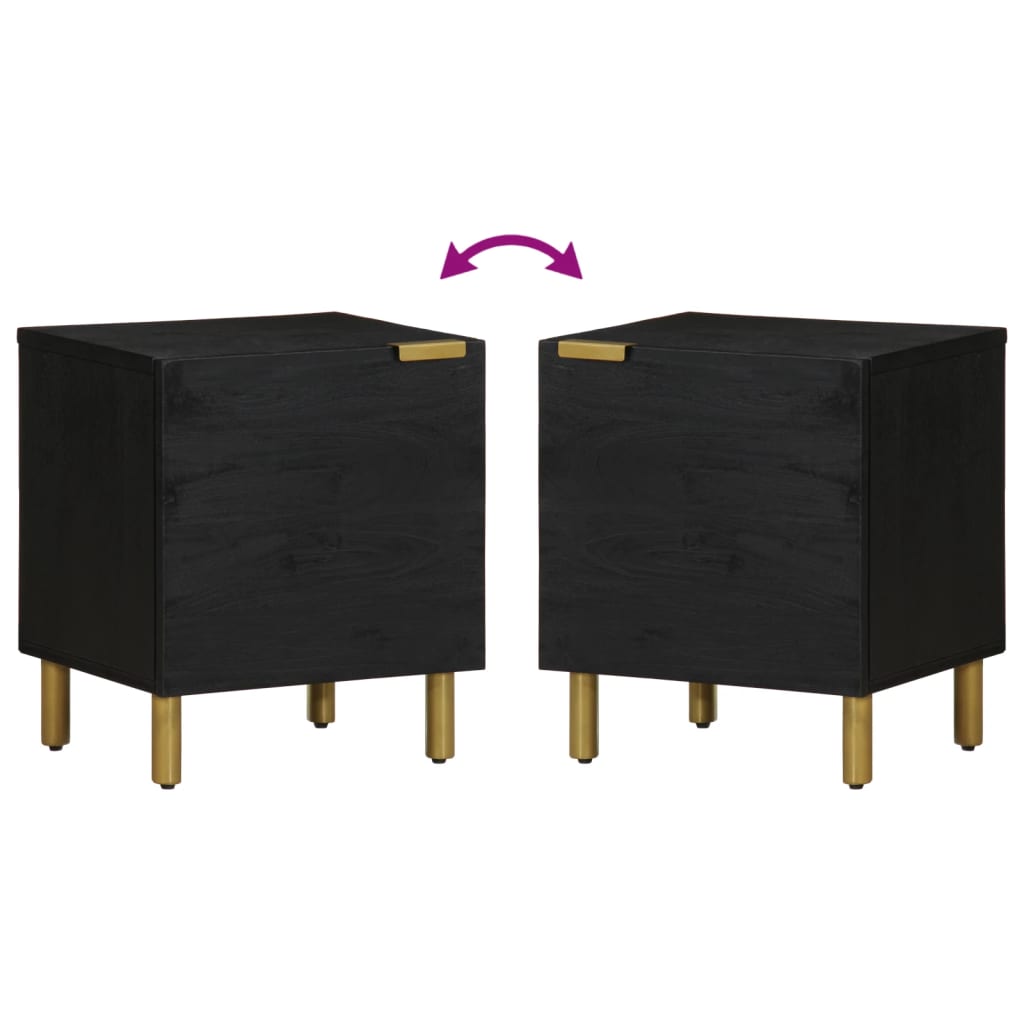 Mesa de cabeceira 40x33x46 cm madeira de mangueira maciça preto