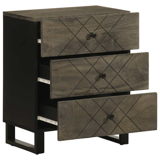 Mesa de cabeceira preto 50x33x62 cm madeira de mangueira maciça