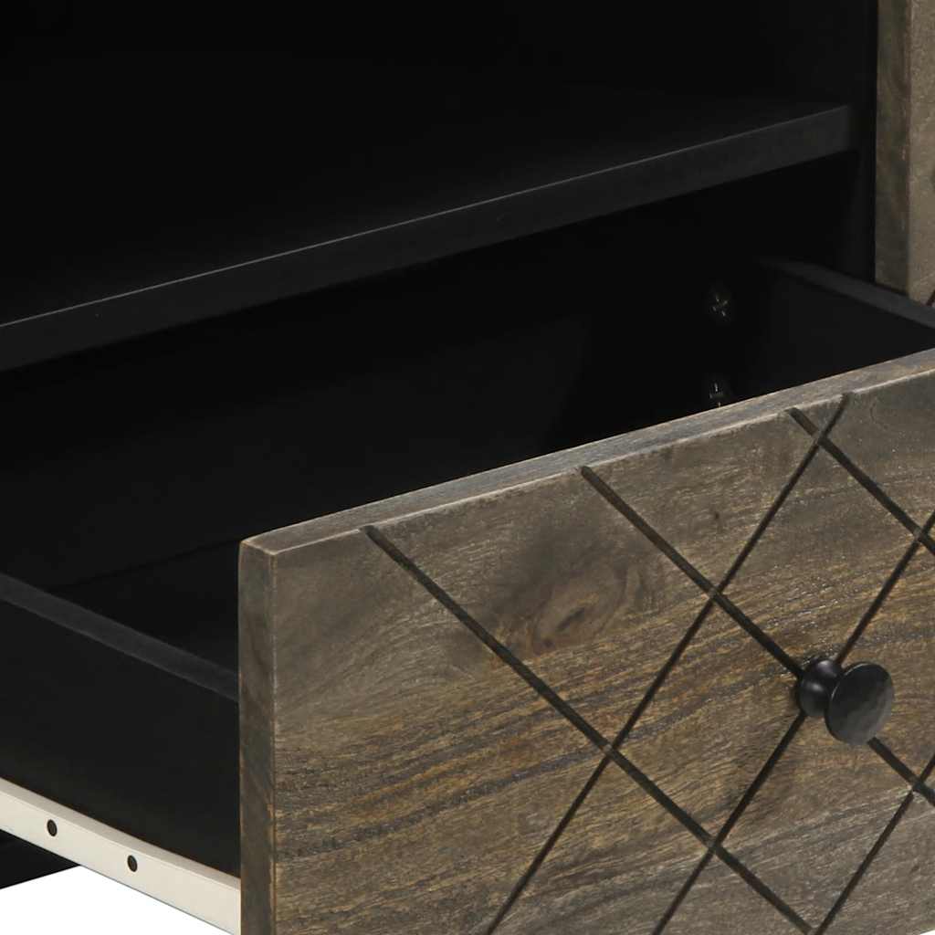 Móvel de TV de madeira de mangueira maciça preto