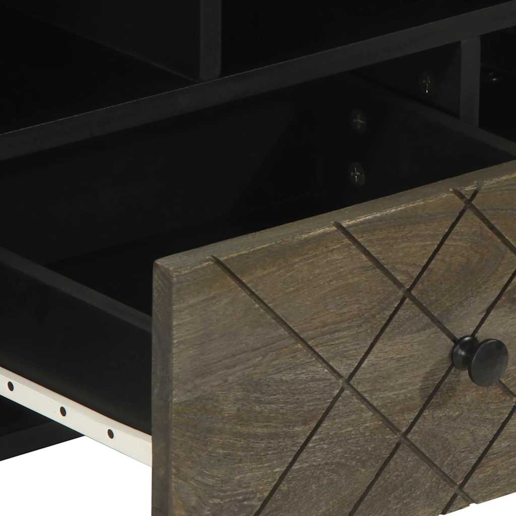 Móvel de TV de madeira de mangueira maciça preto