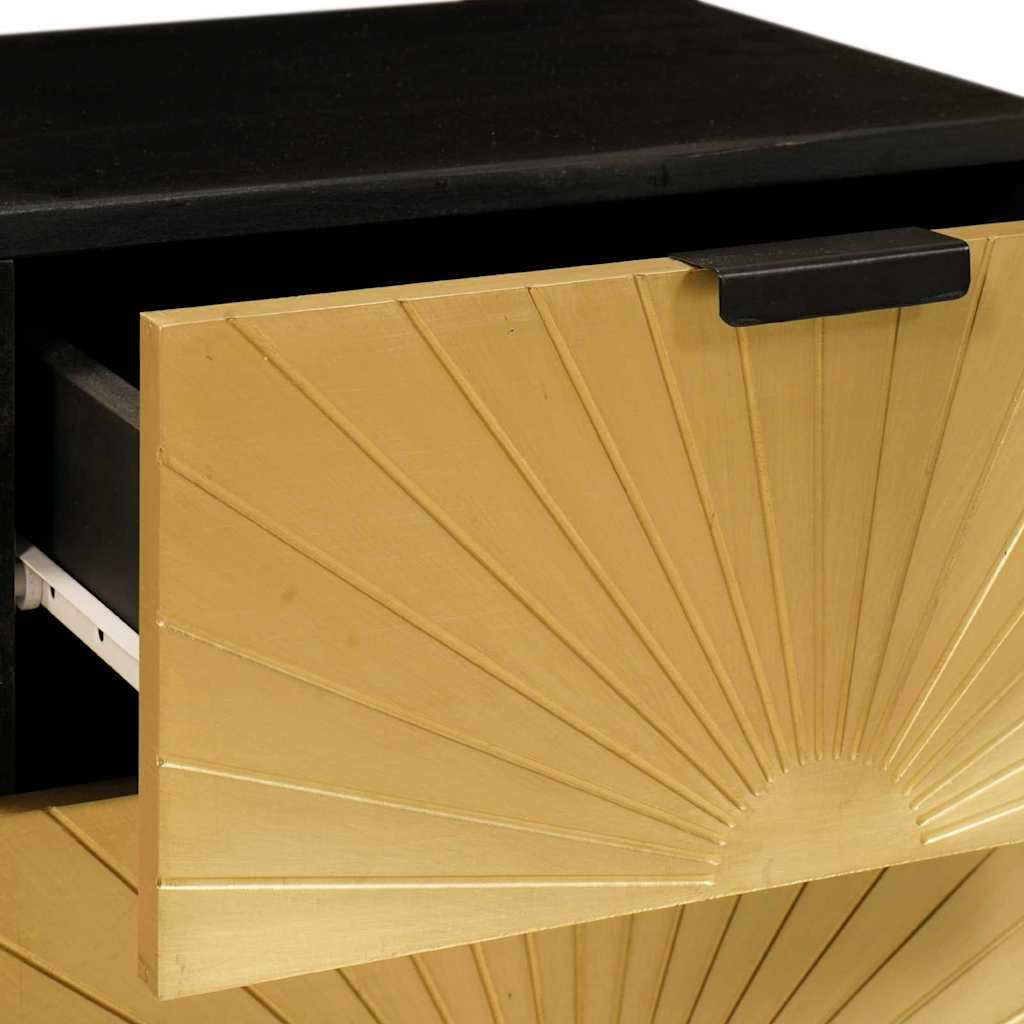 Mesa-de-cabeceira 2 pcs Preto e Ouro 40 x 33.5 x 46 cm