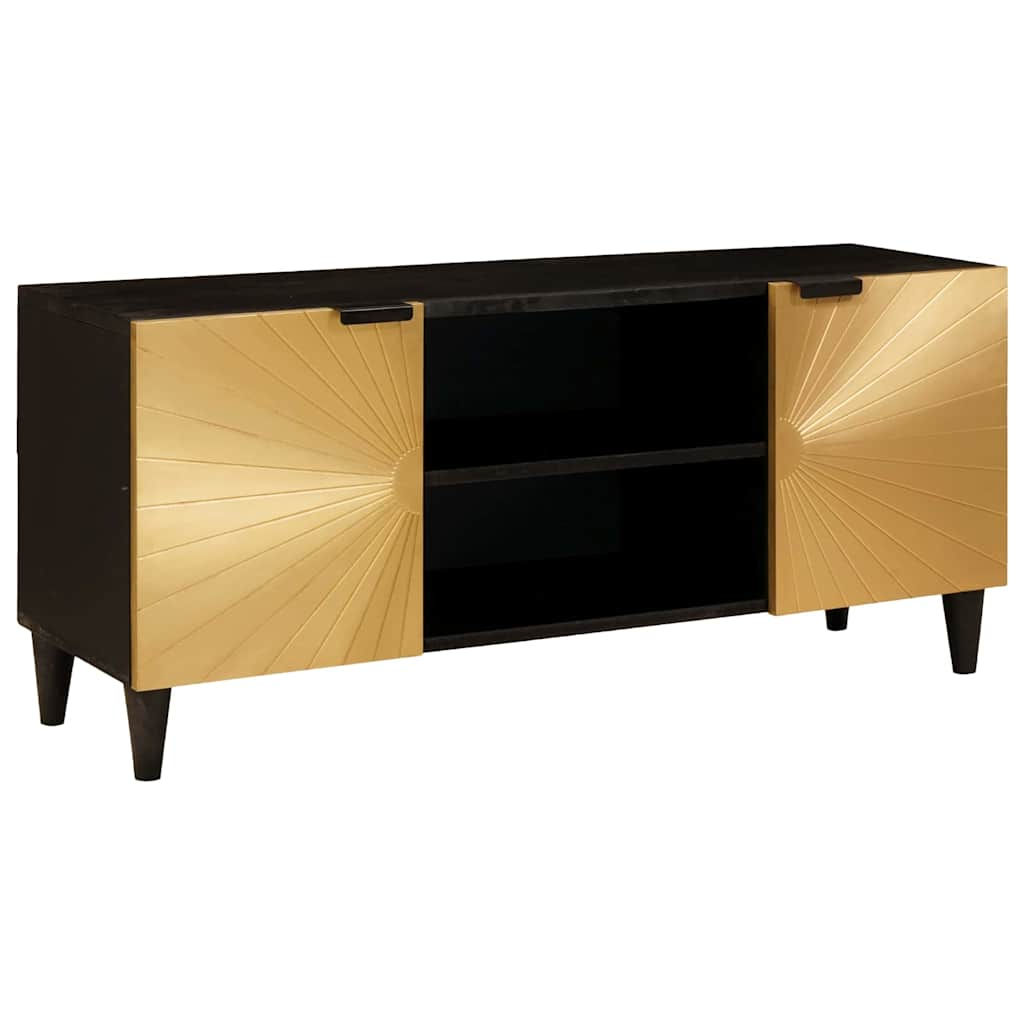 Gabinete para TV com prateleira Preto e Ouro 105 x 33 x 46 cm
