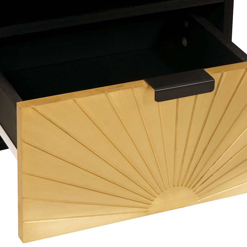 Mesa-de-cabeceira com gaveta 2 pcs Preto e Ouro 40 x 33 x 46 cm