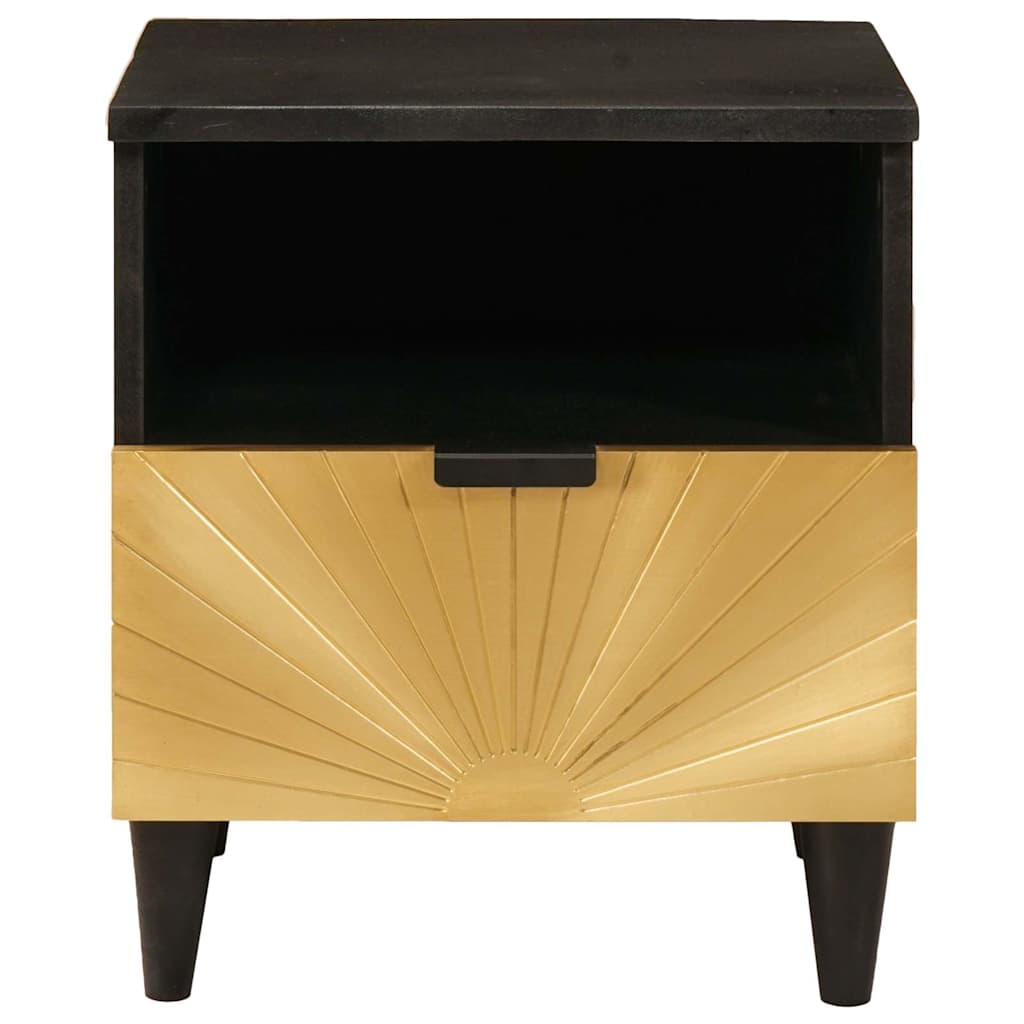 Mesa-de-cabeceira com gaveta 2 pcs Preto e Ouro 40 x 33 x 46 cm