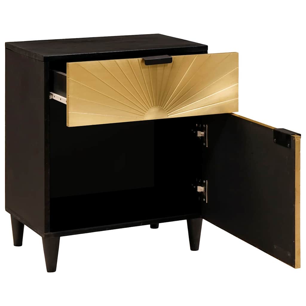 Mesa-de-cabeceira com gaveta Preto e Ouro 50 x 33 x 60 cm