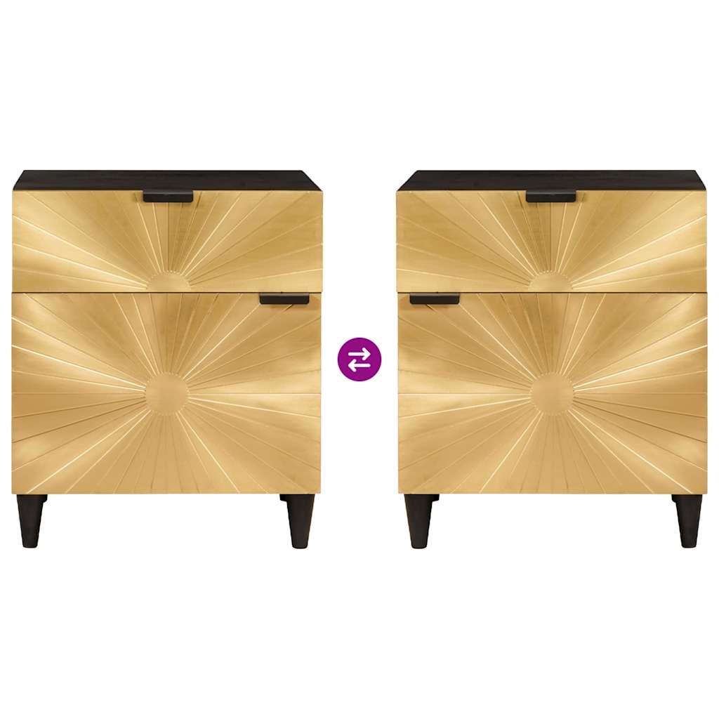Mesa-de-cabeceira com gaveta Preto e Ouro 50 x 33 x 60 cm