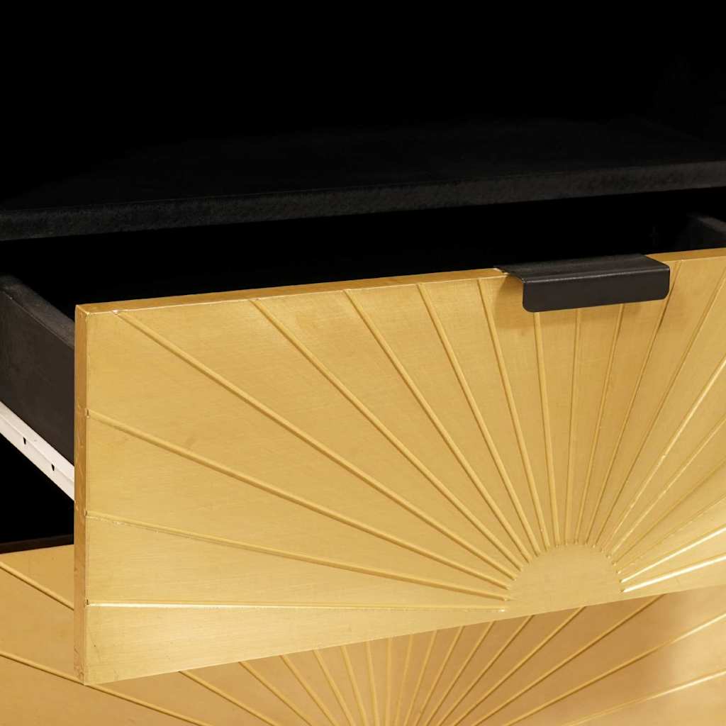 Mesa-de-cabeceira com gaveta Preto e Ouro 50 x 33 x 60 cm