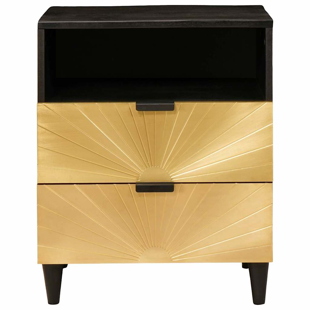 Mesa-de-cabeceira com gaveta Preto e Ouro 50 x 33 x 60 cm
