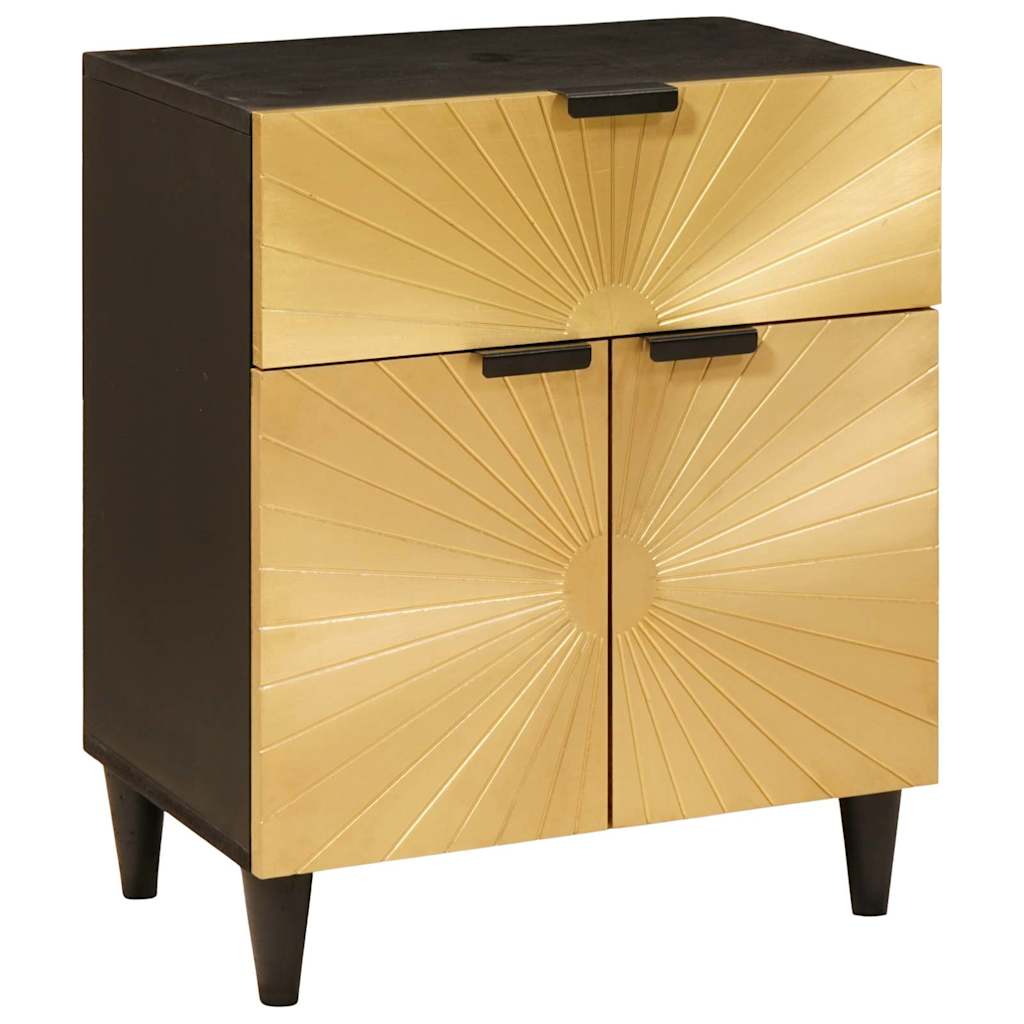 Mesa-de-cabeceira com gaveta Preto e Ouro 50 x 33 x 60 cm