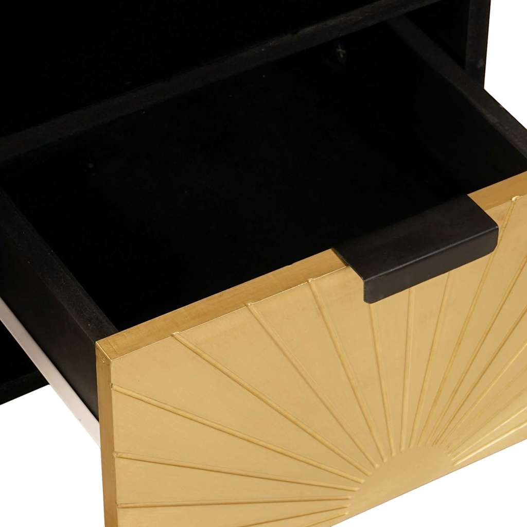 Gabinete para TV com gaveta Preto e Ouro 100 x 33 x 46 cm